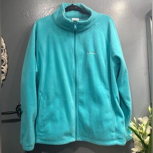 Columbia Aqua Blue Fleece Zip Up Jacket Sweatshirt